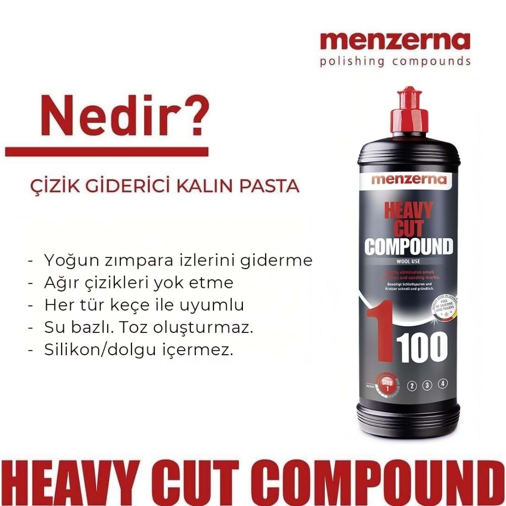 Menzerna 1100 Keçe Uyumlu Kalın Pasta Agresif Çizik Giderici – 1 Lt