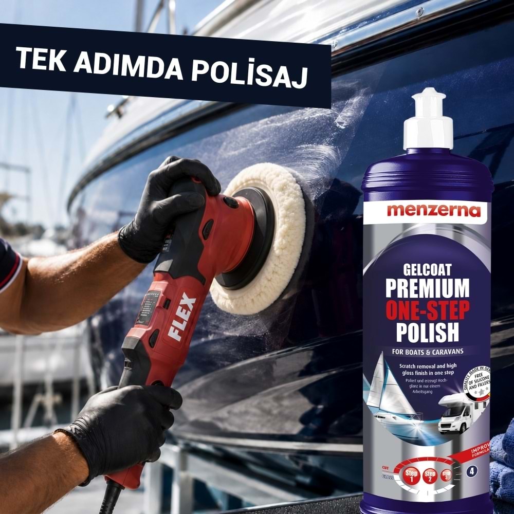 MENZERNA Marin Karavan Jelkot Boya Tek Adım Pasta Cila - 1 lt | Tekne Yat Gelcoat One Step Polish