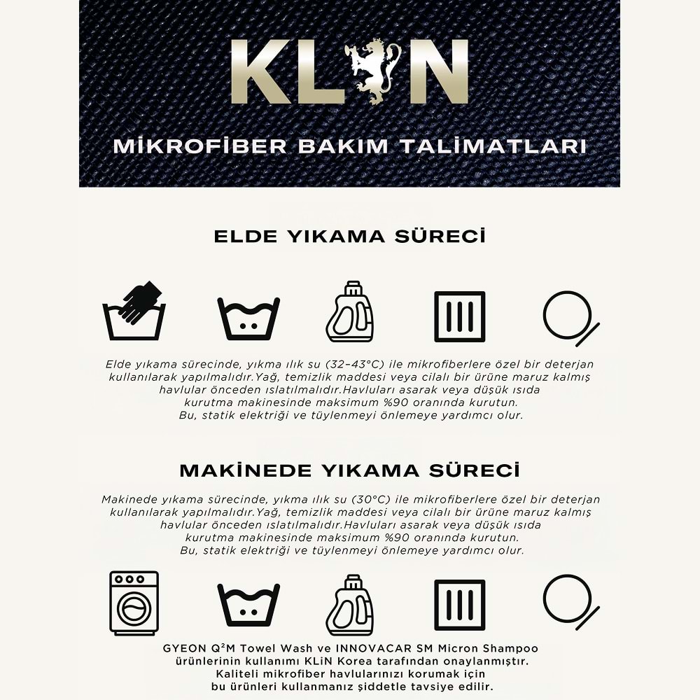 KLIN Drying Zero HD Mikrofiber Kurulama Havlusu 800 GSM (Gri) - 80x50 cm