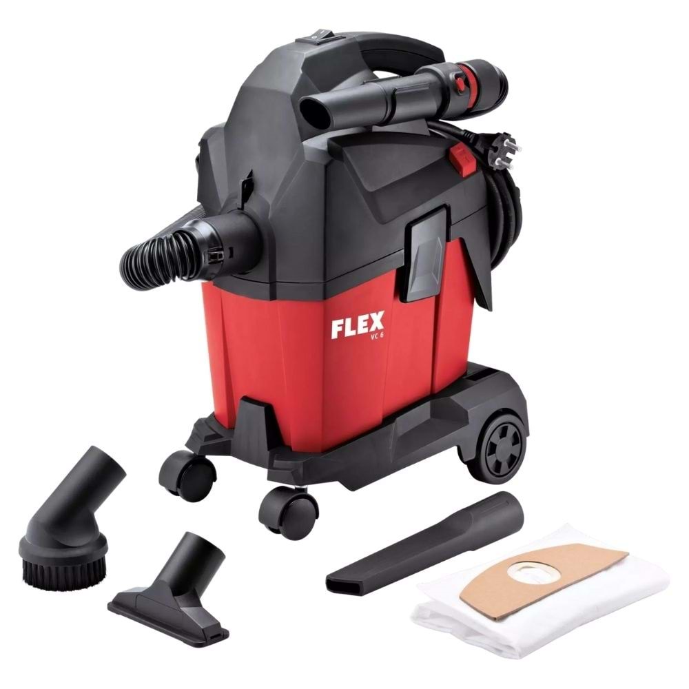 FLEX VC 6 L MC Elektrikli Omuz Askılı El Süpürgesi 6 Litre 1200W - 4 Başlıklı Taşınabilir Tekerlekli
