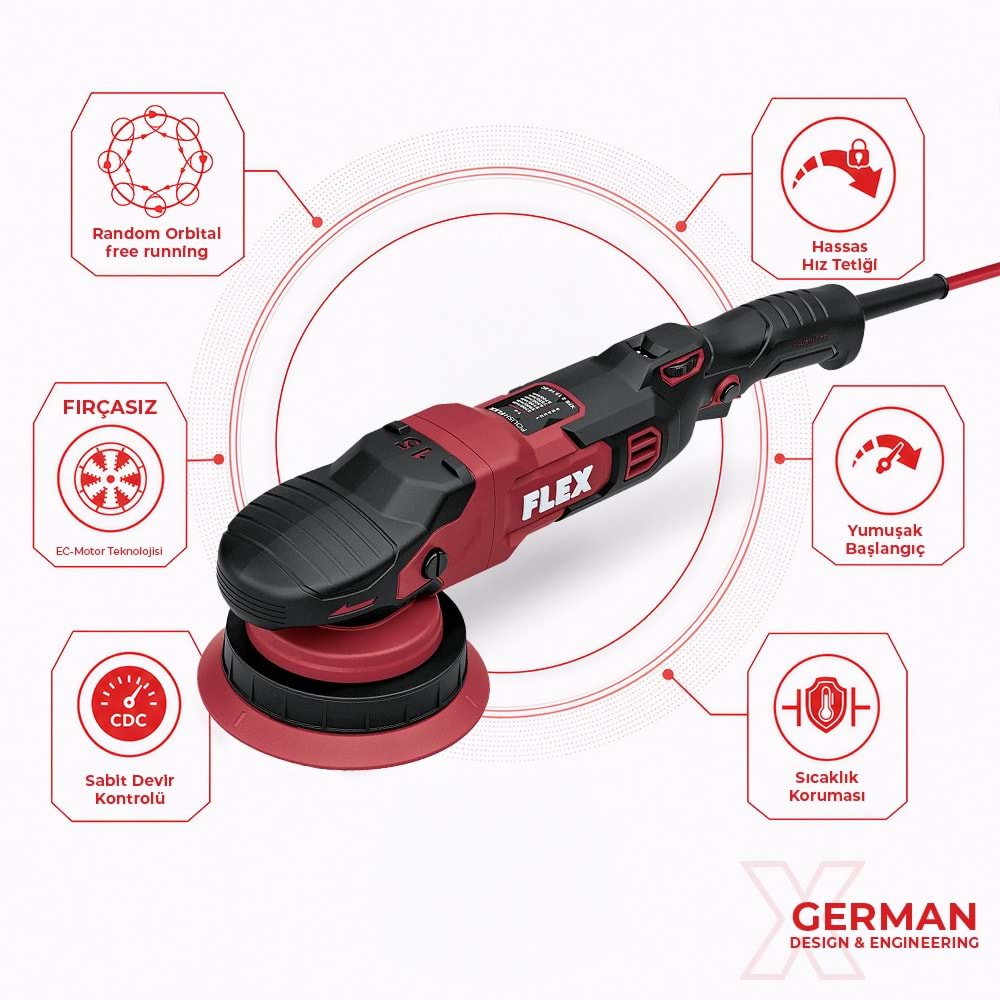 FLEX XFE 2 15 14-EC Random Orbital Polisaj Makinesi 1400W (2. Nesil) | Fırçasız Kömürsüz Motor