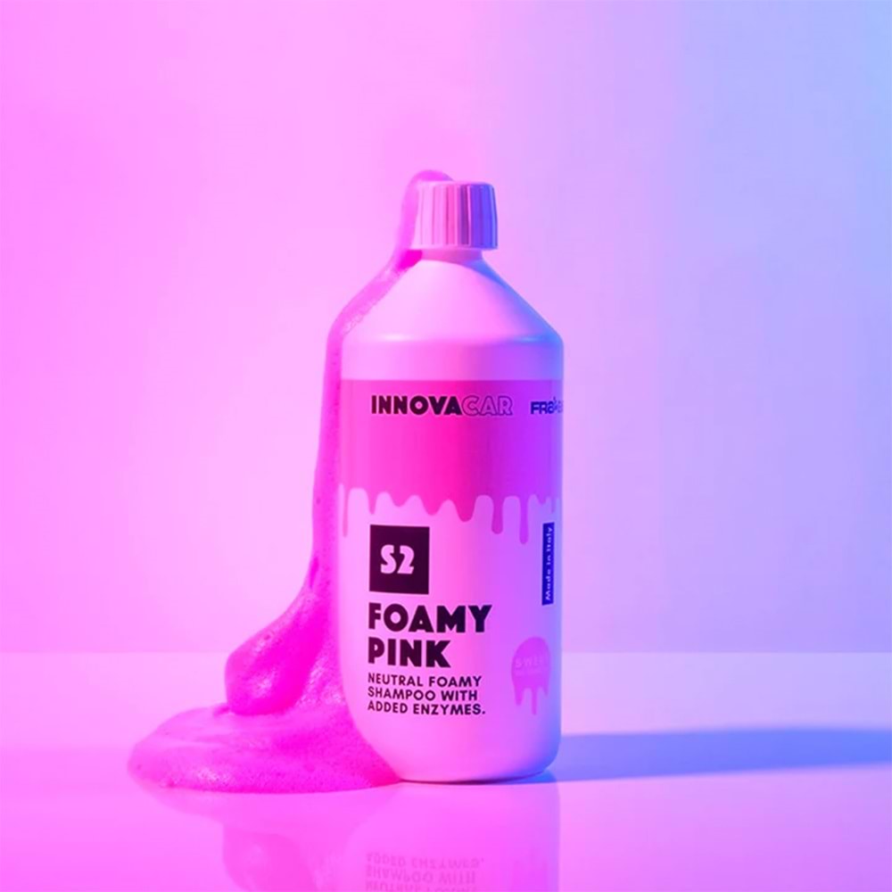 INNOVACAR S2 FOAMY Enzimli PH Nötr Pembe Renkli Özel Kokulu Araç Yıkama Şampuanı - 1 lt