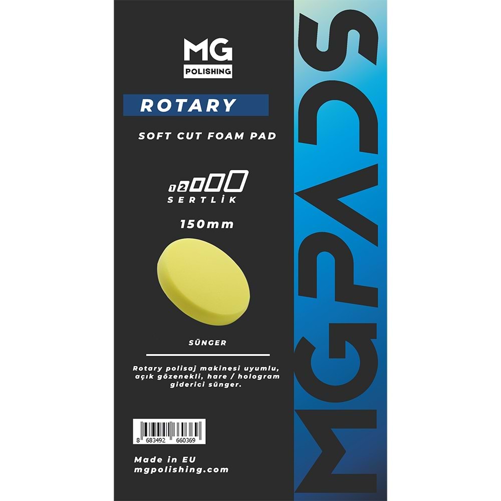 MG PADS Rotary Hare/Hologram Giderici Cila Süngeri (Sarı) -180 mm