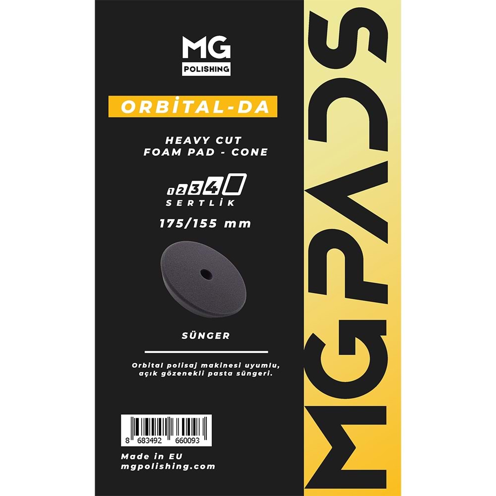 MG PADS Orbital Ağır Kesim Pasta Süngeri (Gri) - 175/155 mm