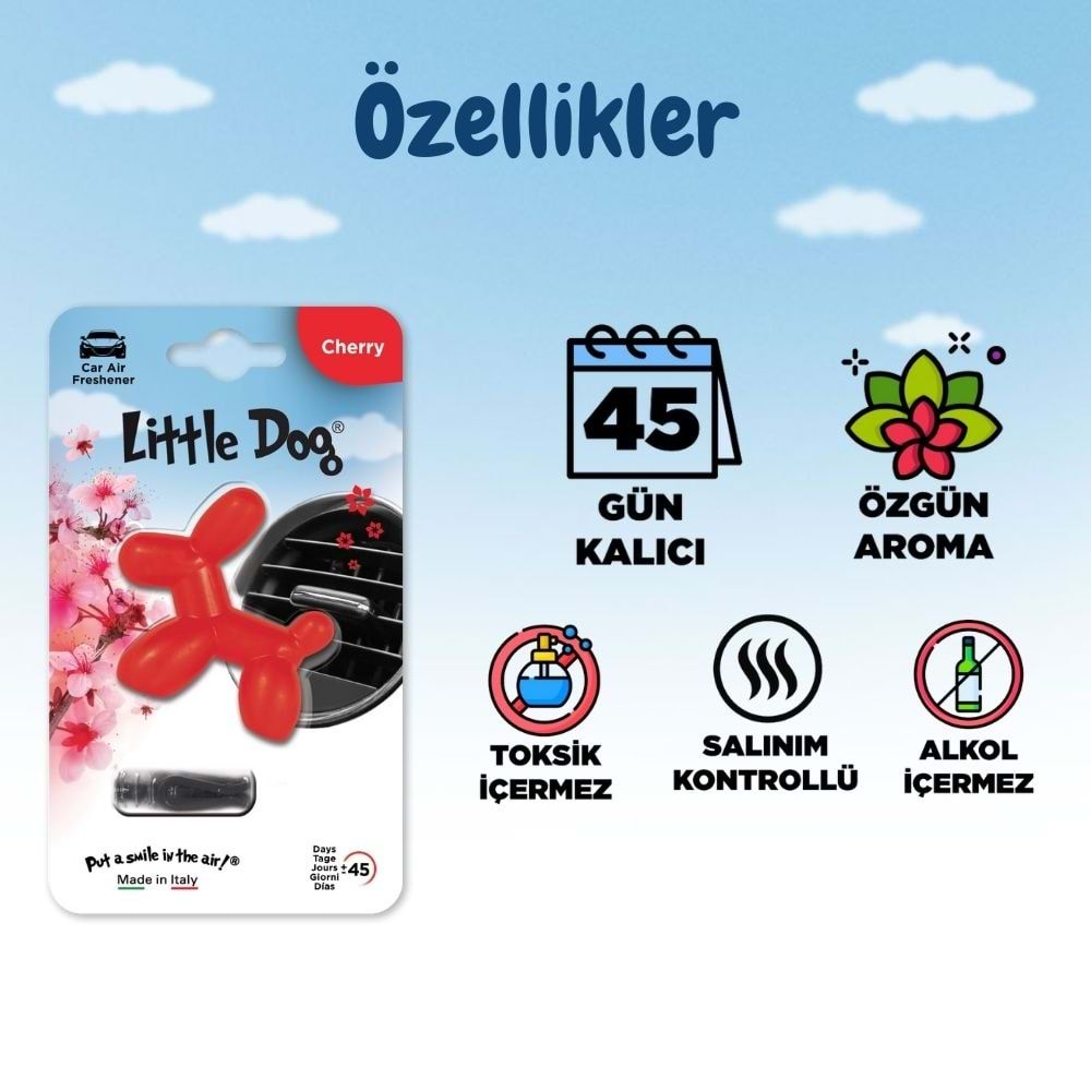 Little Joe Little Dog Kiraz Araç Kokusu (Cherry) -45 Gün -Oto Kokusu Kalıcı Klima Parfüm