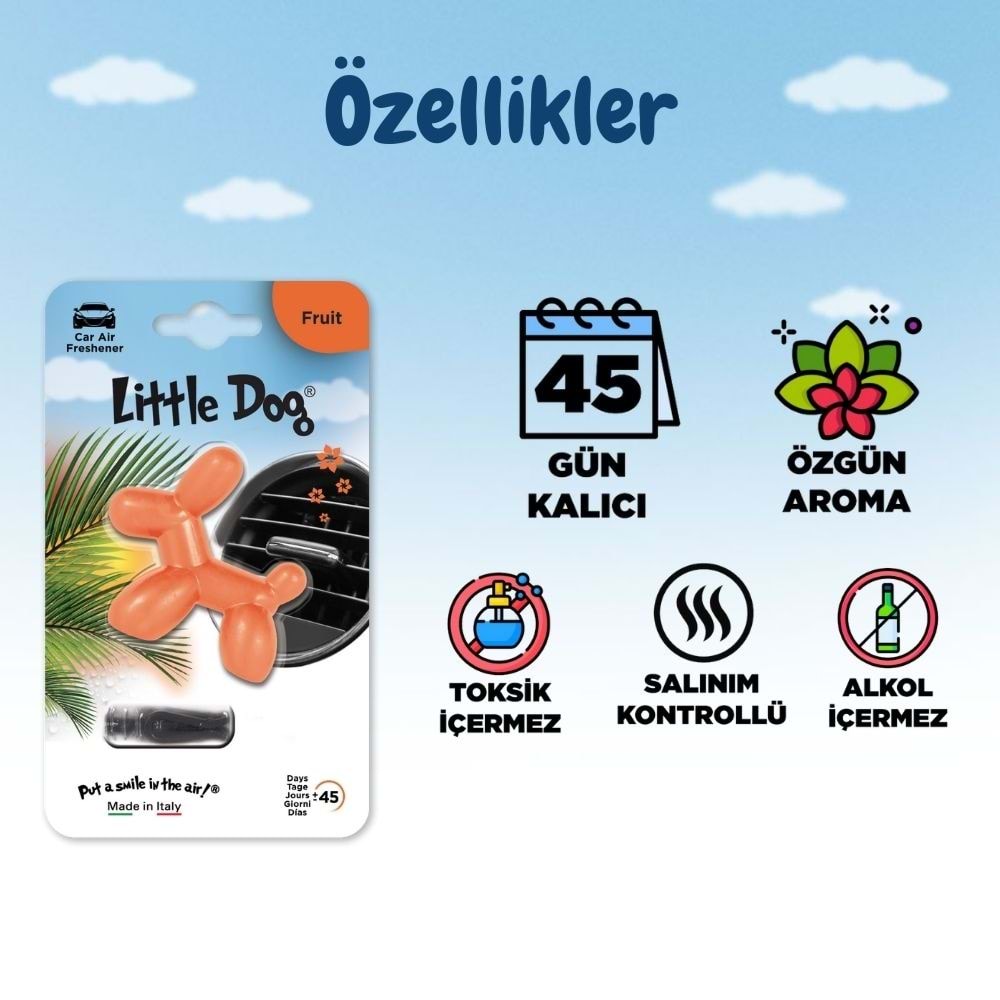 Little Joe Little Dog Meyve Araç Kokusu (Fruit) -45 Gün -Oto Kokusu Kalıcı Klima Parfüm