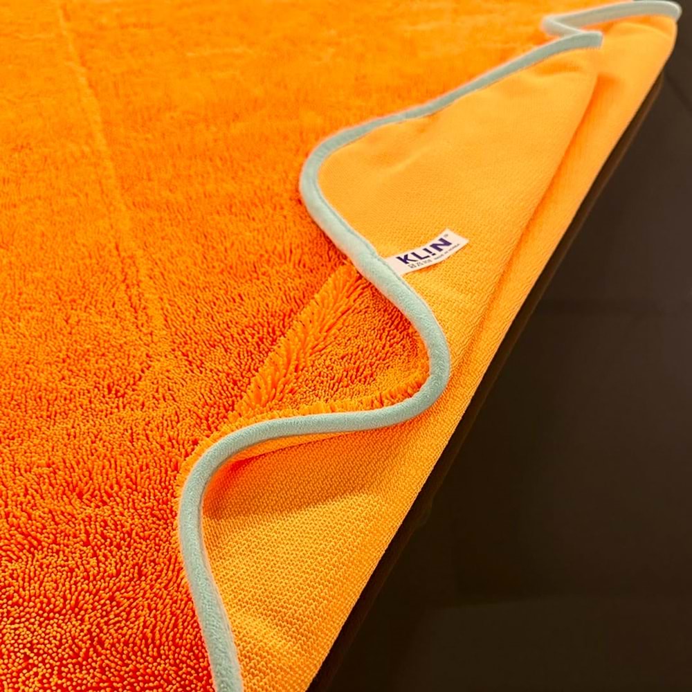 KLIN Drying Zero HD Plus Mikrofiber Kurulama Havlusu 950 GSM Uzun Tüylü (Turuncu) - 90x70 cm
