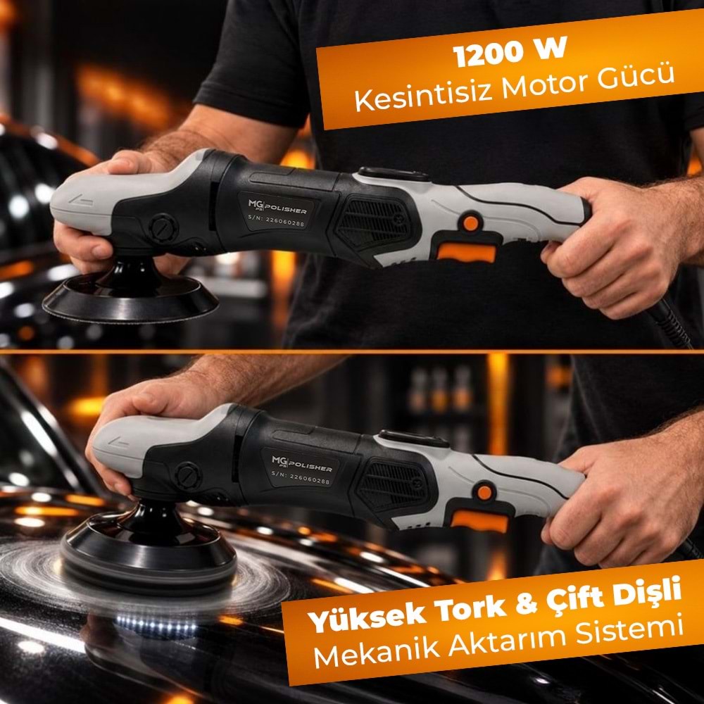 MG PS RPV002 Yüksek Torklu Rotary Polisaj Makinesi 1200W | Dijital LED Ekran Profesyonel Pasta Cila