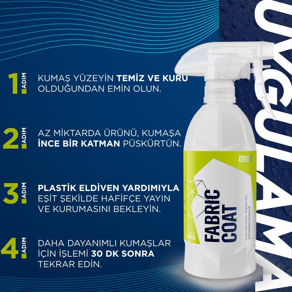 GYEON Q² FabricCoat Araç Kumaş Koltuk Tente Koruyucu - 400 ml - Seramik Bazlı Nano Su İtici