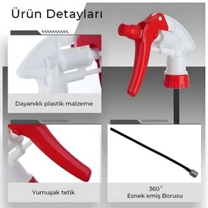 EP01 FLEX 360 Derece Canyon Başlıklı Kimyasal Dayanıklı Sprey Şişe 1 Litre | Detaylı Temizlik PPF