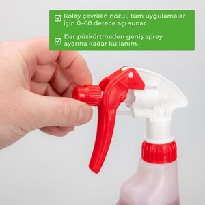 EP01 FLEX Canyon Başlıklı Kimyasal Dayanımlı Ölçekli El Tipi Sprey Şişe 1 Litre - NBR