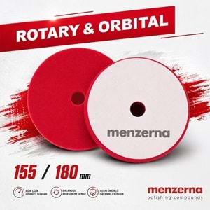 MENZERNA Kalın Pasta Süngeri 155/180mm - Kırmızı | Rotary ve Orbital Uyumlu Çizik Giderici Ped