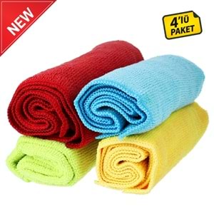 MENZERNA Mikrofiber Bez Seti 320 GSM 4'lü Paket - 40x40cm | Renkli Detailing Pasta Cila Bezleri