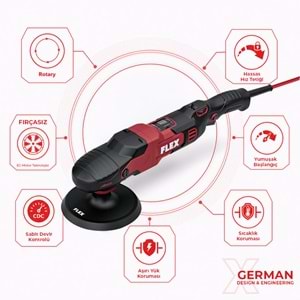 FLEX PE 2-14 EC Rotary Polisaj Makinesi 1400W (2. Nesil) | Fırçasız Kömürsüz Motor Yüksek Tork