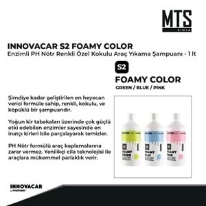 INNOVACAR S2 FOAMY Enzimli PH Nötr Yeşil Renkli Özel Kokulu Araç Yıkama Şampuanı - 1 lt