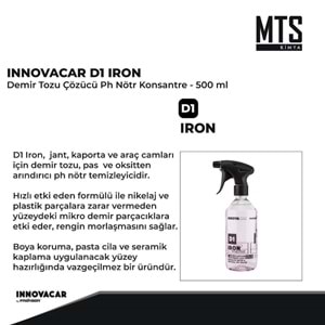 INNOVACAR D1 IRON Demir Tozu Çözücü PH Nötr Konsantre - 500 ml