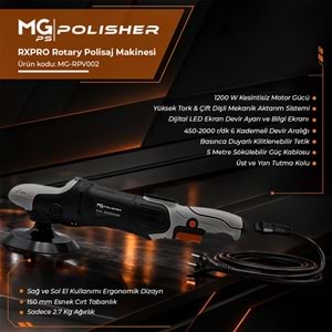 MG PS RPV002 Yüksek Torklu Rotary Polisaj Makinesi 1200W | Dijital LED Ekran Profesyonel Pasta Cila