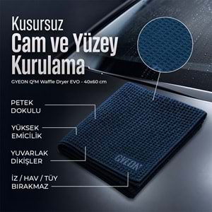 GYEON Q2M WaffleDryer EVO Petek Doku Cam Silme Bezi - 40x60 cm | Mikrofiber Oto Kurulama Havlusu
