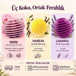 Little Joe Kurutma Makinesi Koku Kapsülü 3’lü Seti – Lavanta, Vanilya ve Orkide | Toplam 6 Kapsül