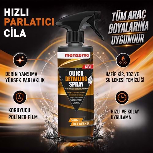 MENZERNA Quick Detailing Spray Hızlı Cila 500 ml | Araç İç Dış Temizlik Oto Boya Parlatıcı Koruyucu