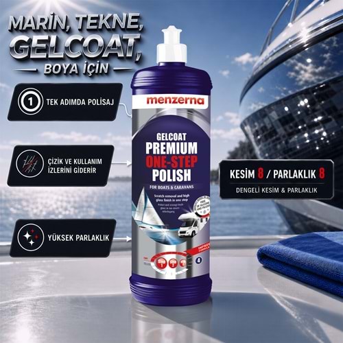 MENZERNA Marin Karavan Jelkot Boya Tek Adım Pasta Cila - 1 lt | Tekne Yat Gelcoat One Step Polish