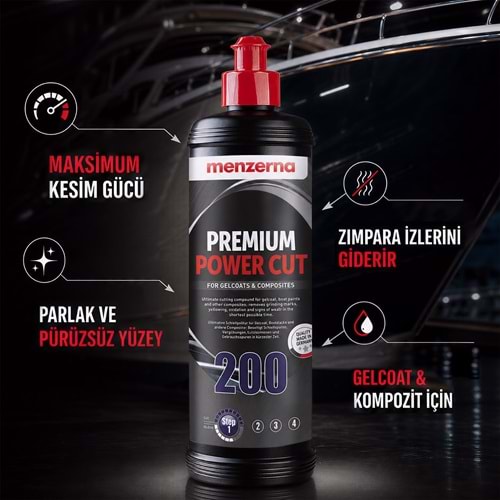 MENZERNA Power Cut 200 Jelkot Boya Kompozit Çizik Giderici Kalın Pasta 1 Lt | Fiberglas Marin Tekne