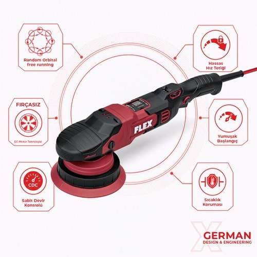 FLEX XFE 2 15 14-EC Random Orbital Polisaj Makinesi 1400W (2. Nesil) | Fırçasız Kömürsüz Motor