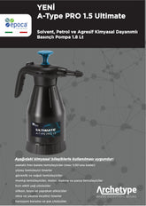 A-TYPE 1.5 PRO ULTIMATE Solvent, Petrol ve Agresif Kimyasal Dayanımlı Basınçlı Pompa 1.8 Litre