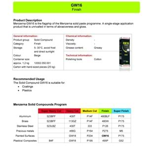 Menzerna GW16 Parlatıcı Katı Cila Bej Plastik Kompozit Boyalı Yüzey Parlatıcı – 1200 Gr