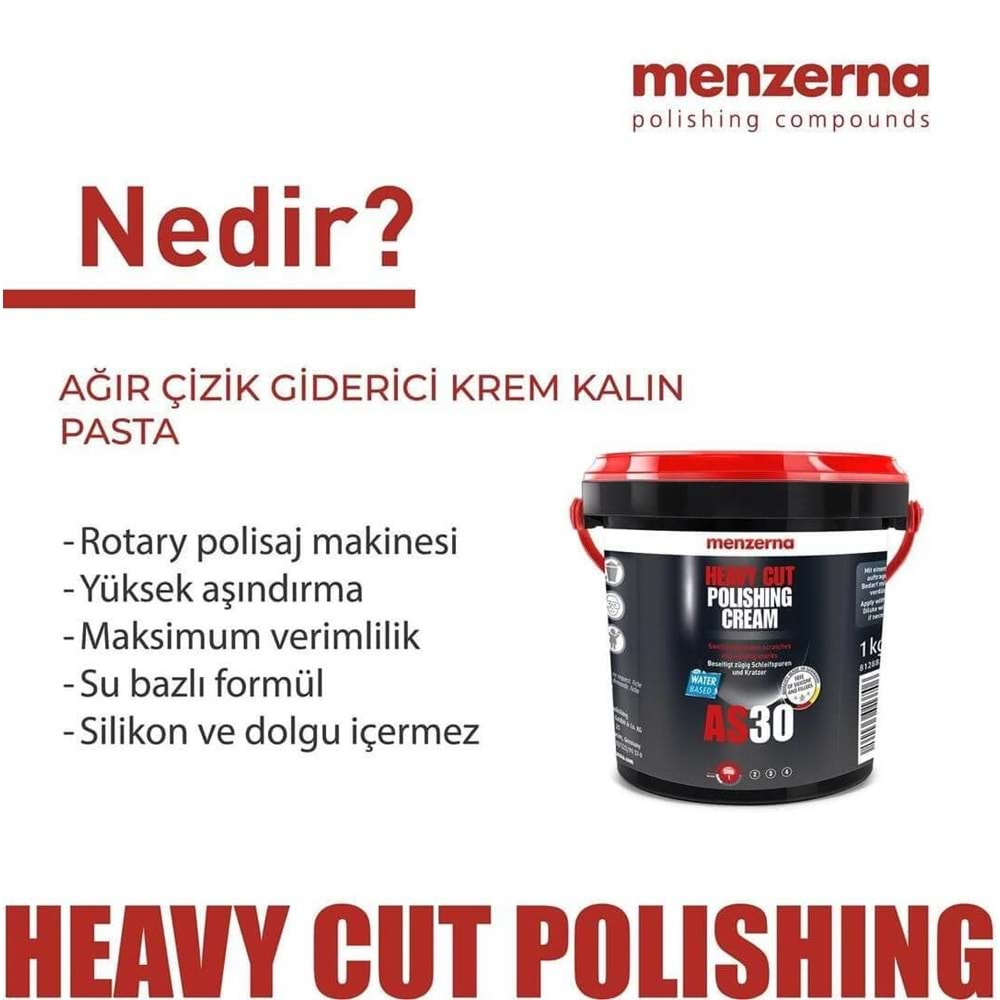 MENZERNA AS 30 Ağır Çizik Giderici Krem Kalın Pasta - 1 kg