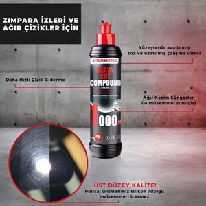 MENZERNA YENİ 1000 Kalın Pasta - 250 Ml | Ağır Çizik Zımpara İzi Giderici & Hızlı Kesim