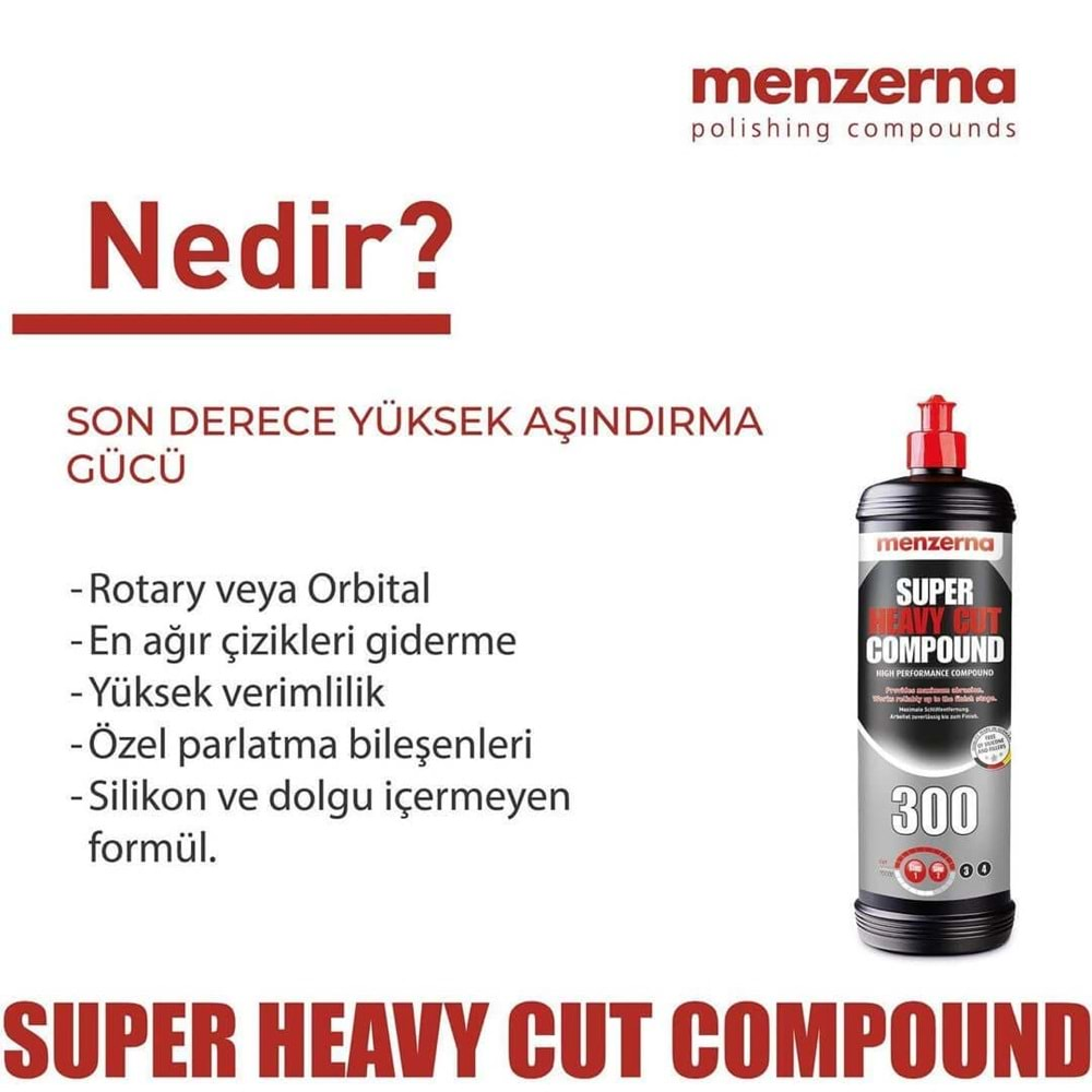 MENZERNA 300 Süper Ağır Çizik Giderici Kalın Pasta - 250 ml