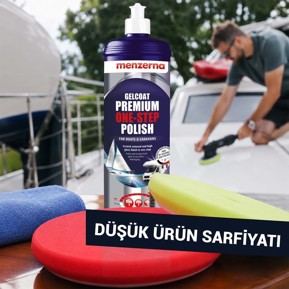 MENZERNA Marin Karavan Jelkot Boya Tek Adım Pasta Cila - 1 lt | Tekne Yat Gelcoat One Step Polish