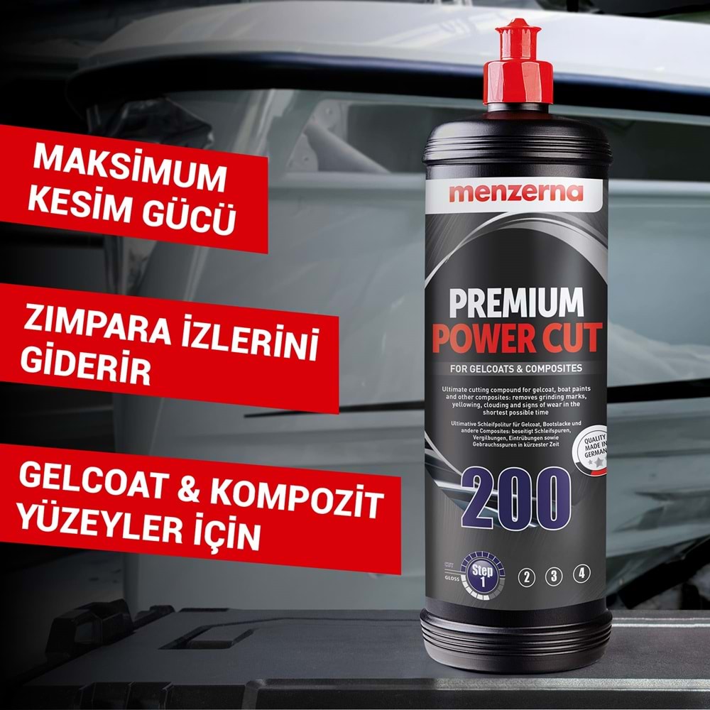 MENZERNA Power Cut 200 Jelkot Boya Kompozit Çizik Giderici Kalın Pasta 1 Lt | Fiberglas Marin Tekne