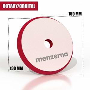 MENZERNA Rotary ve Orbital Uyumlu Kalın Pasta Süngeri 130/150mm - Kırmızı | Çizik Giderici Ped
