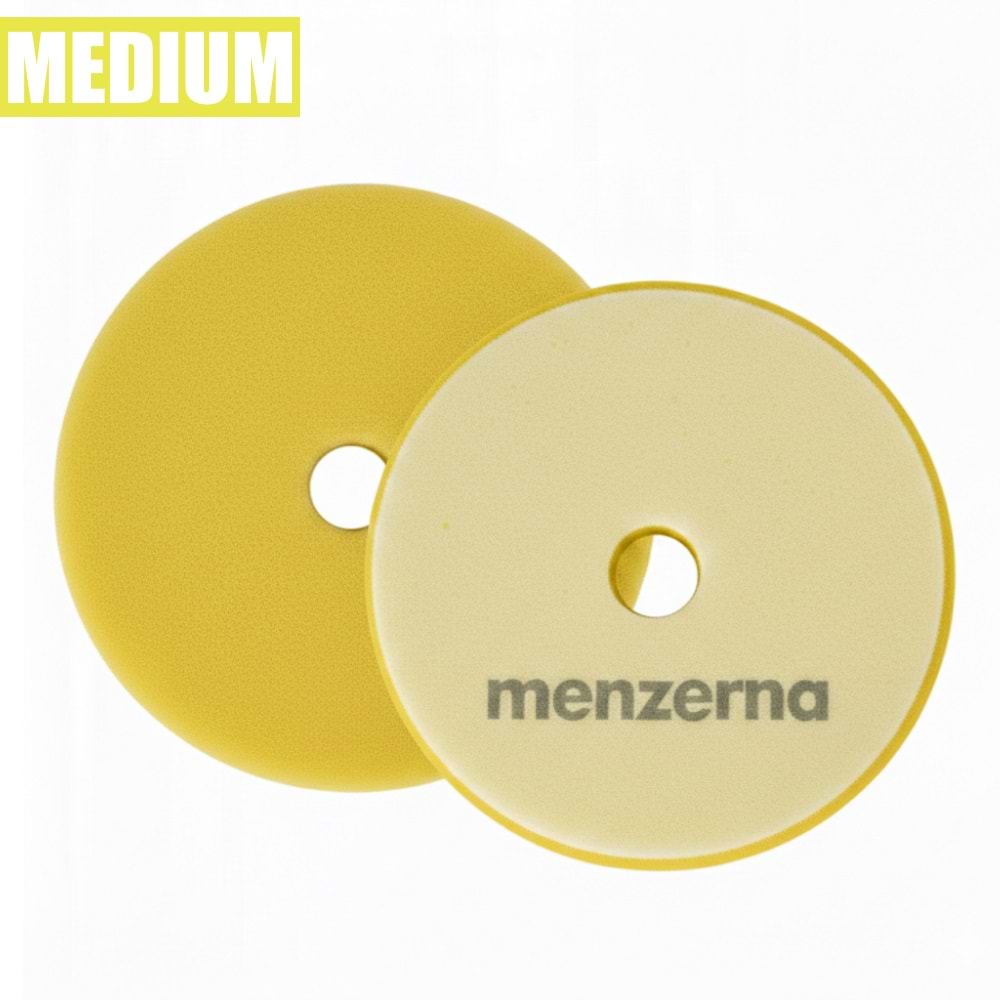 MENZERNA Rotary ve Orbital Uyumlu İnce Pasta Süngeri 130/150mm - Sarı | Orta Çizik Giderici Ped