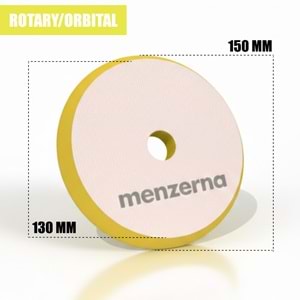 MENZERNA Rotary ve Orbital Uyumlu İnce Pasta Süngeri 130/150mm - Sarı | Orta Çizik Giderici Ped