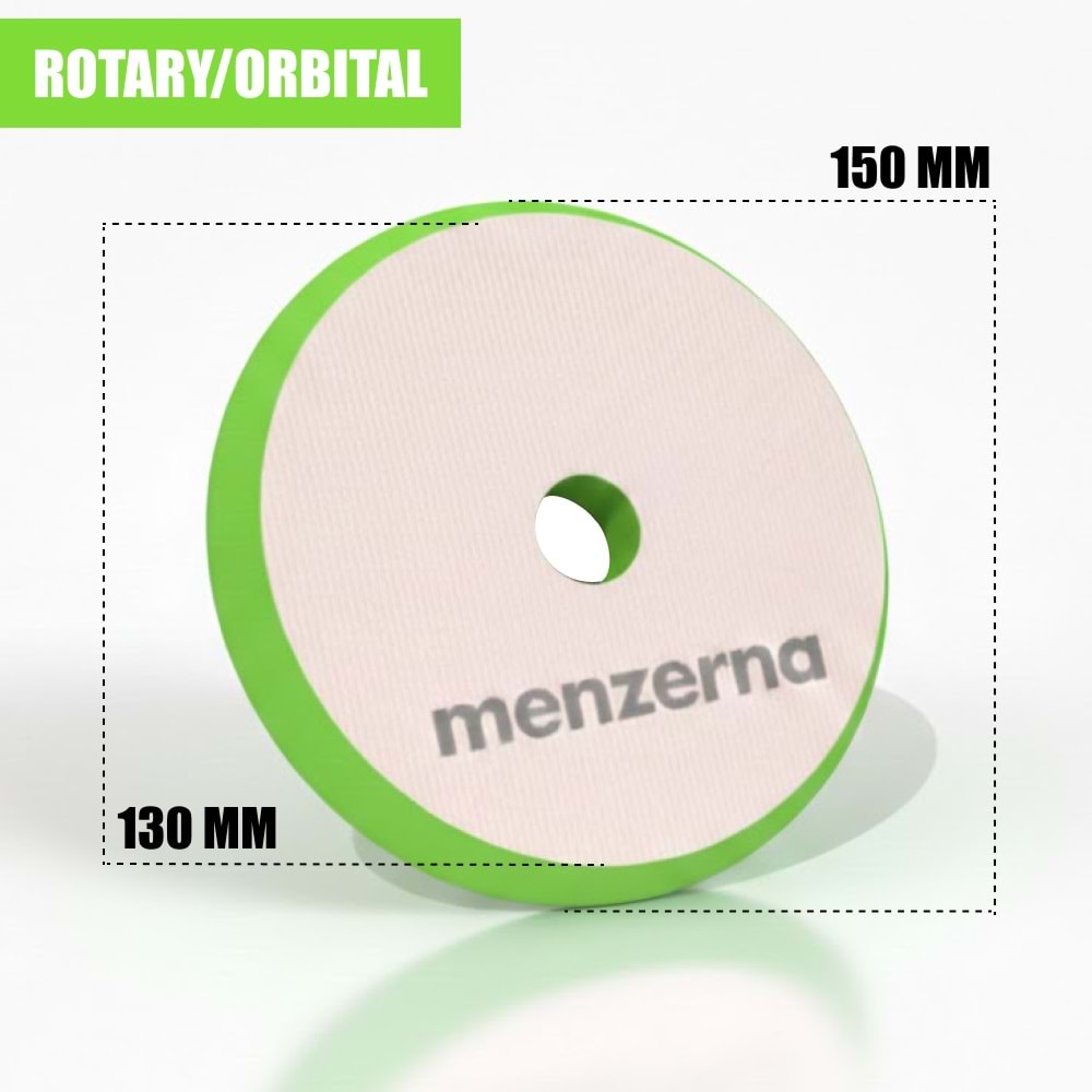 MENZERNA Rotary ve Orbital Uyumlu Hare Giderici Sünger 130/150mm - Yeşil | Hologram Giderici Pad