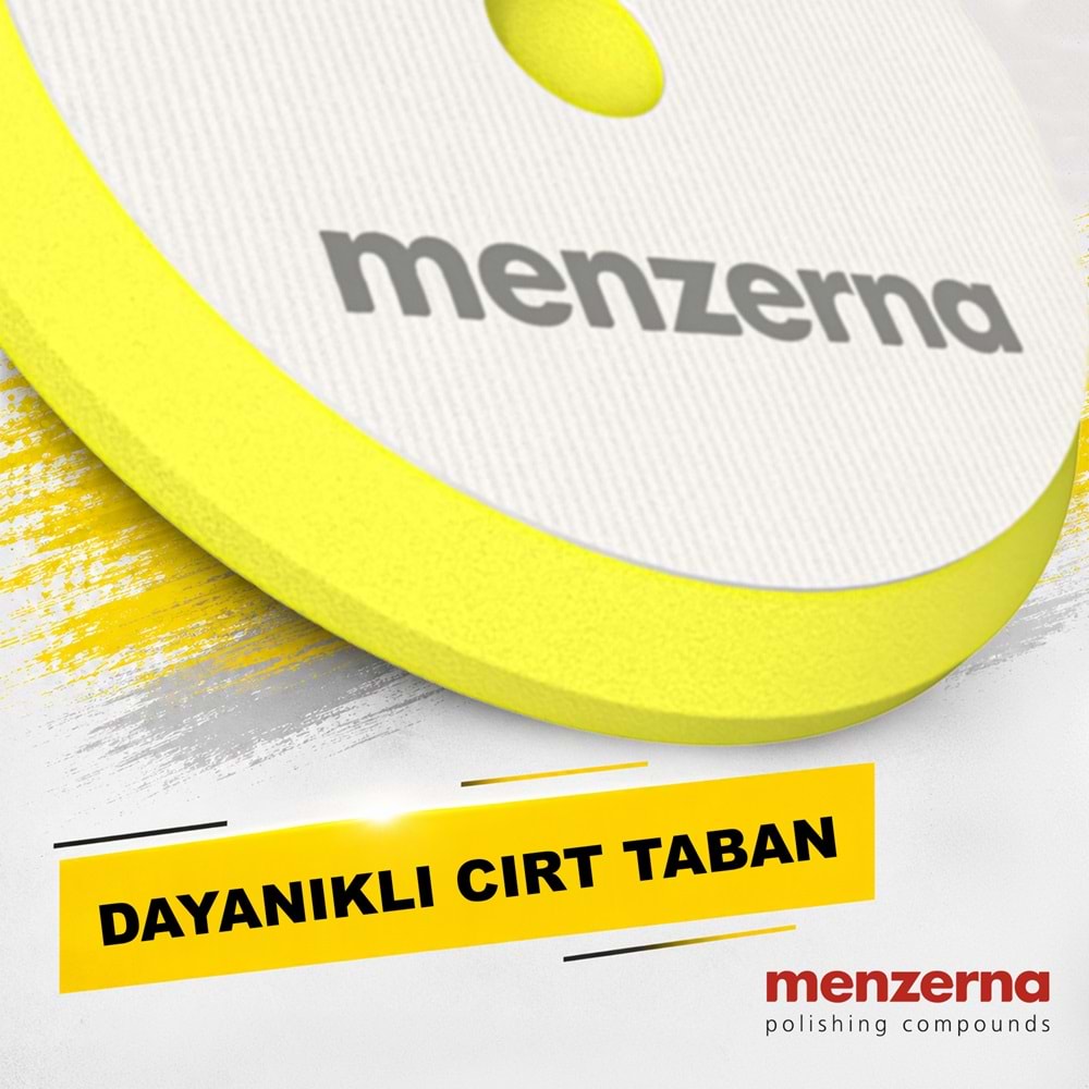 MENZERNA İnce Pasta Süngeri 155/180mm - Sarı | Rotary ve Orbital Uyumlu Orta Çizik Giderici Ped