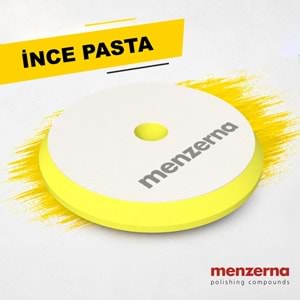 MENZERNA İnce Pasta Süngeri 155/180mm - Sarı | Rotary ve Orbital Uyumlu Orta Çizik Giderici Ped