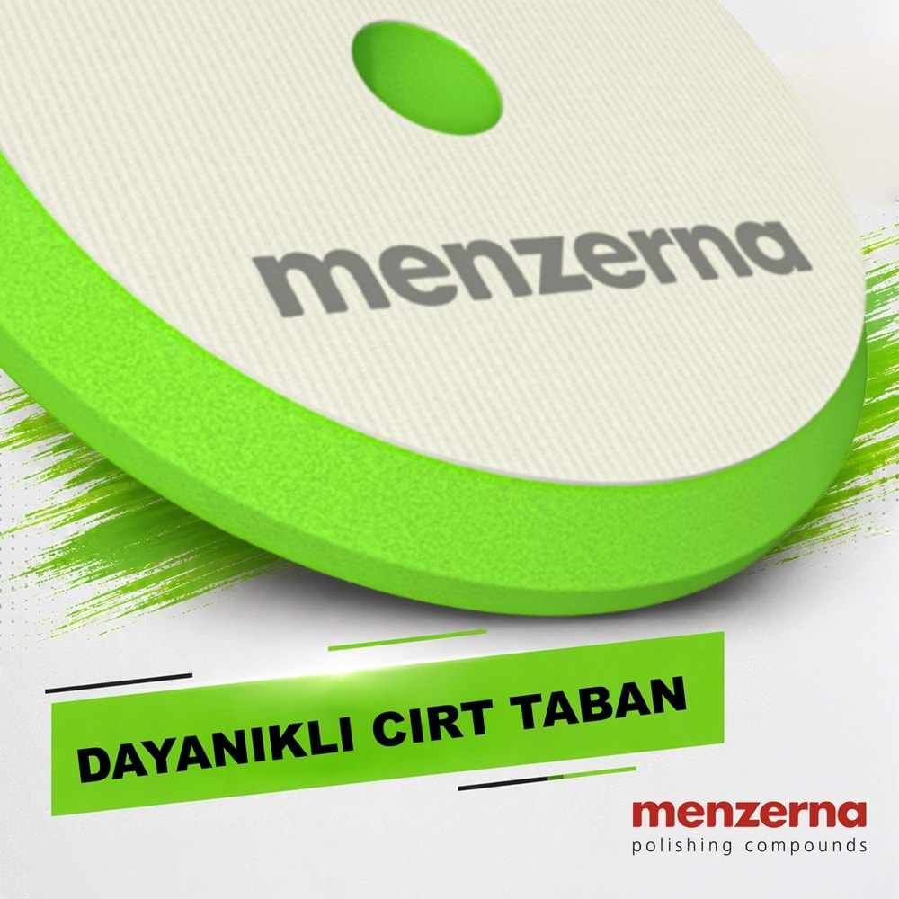 MENZERNA Hare Giderici Cila Süngeri 155/180mm - Yeşil | Rotary Orbital Uyumlu Hologram Giderici Ped