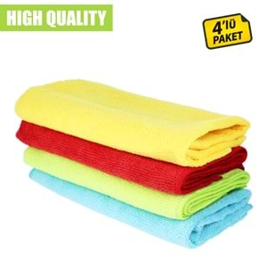 MENZERNA Mikrofiber Bez Seti 320 GSM 4'lü Paket - 40x40cm | Renkli Detailing Pasta Cila Bezleri