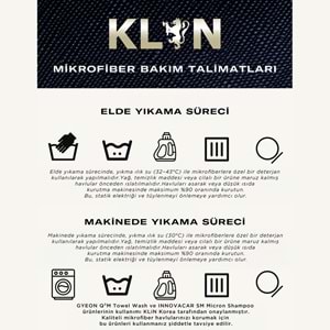KLIN Drying Zero+ Plus Mikrofiber Çift Taraflı Kurulama Havlusu 1000 GSM (Lacivert) - 90x65 cm