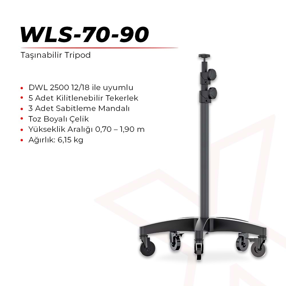FLEX WLS-70-190 Tekerlekli Tripod | Mobil Aydınlatma Sehpası | DWL 2500 Işık Standı