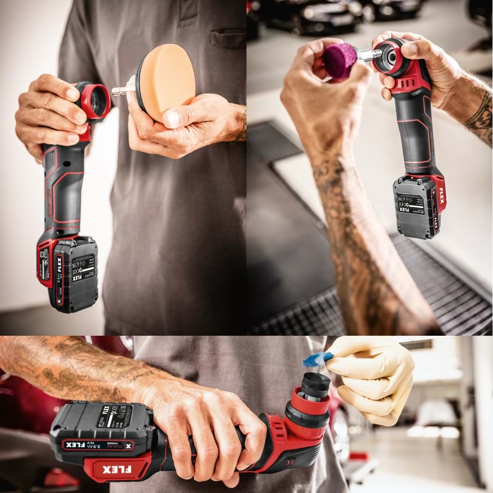 FLEX PXE 80 12V-EC Set Rotary/Orbital Akülü Nano Polisaj Makinesi Seti | Mini Şarjlı Pasta Cila