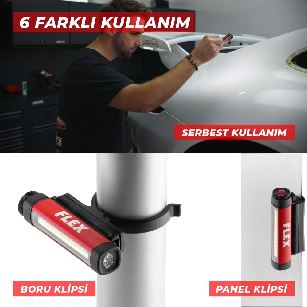 FLEX MWL 150 4V Şarjlı Kafa Feneri | Çok Amaçlı LED Işık | PXE80 Uyumlu Detailing Kontrol Lambası