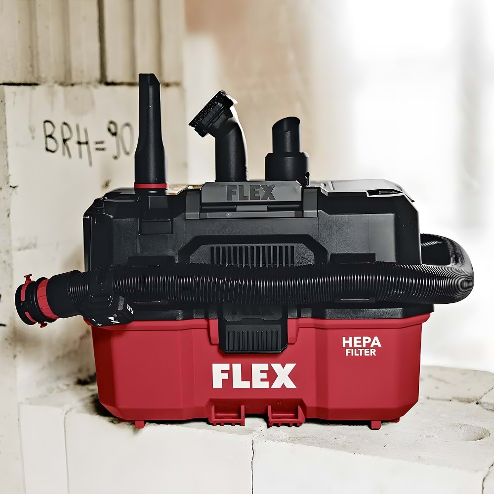 FLEX VC 9 L MC 18V Akülü Islak Kuru Süpürge 9 Litre | Profesyonel Şarjlı Mobil Vakum Makinesi