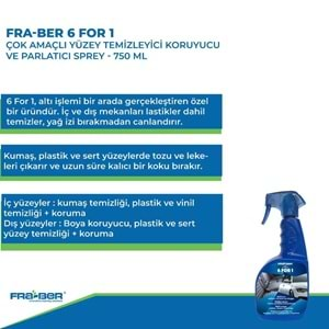 FRA-BER 6FOR1 Çok Amaçlı Yüzey Temizleyici Koruyucu Ve Parlatıcı Sprey - 750 ml