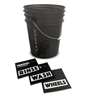 INNOVACAR Araç Yıkama Kovası Seti 20 Lt Siyah (Süzgeç + Vidalı Kapak) - Wash Bucket, Grit Guard