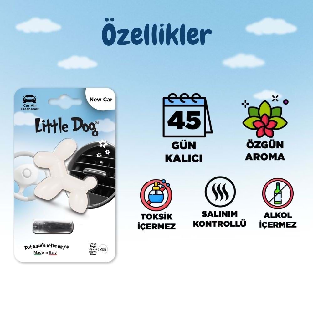 Little Joe Little Dog Yeni Araç Kokusu (New Car) -45 Gün -Oto Kokusu Kalıcı Klima Parfüm